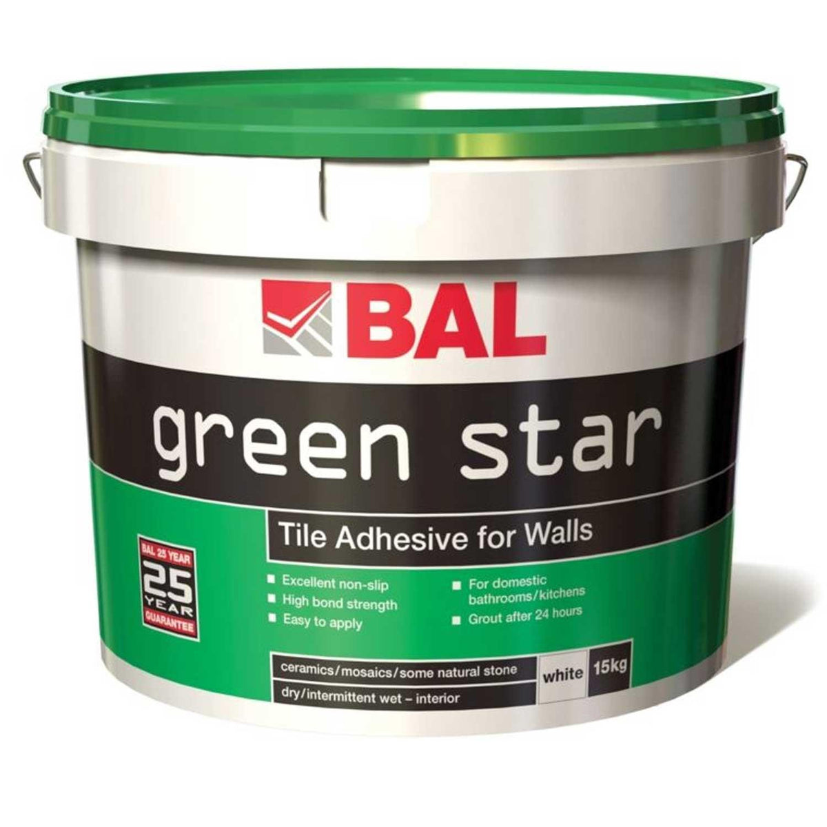 BAL Green Star Wall Tile Adhesive White 15kg