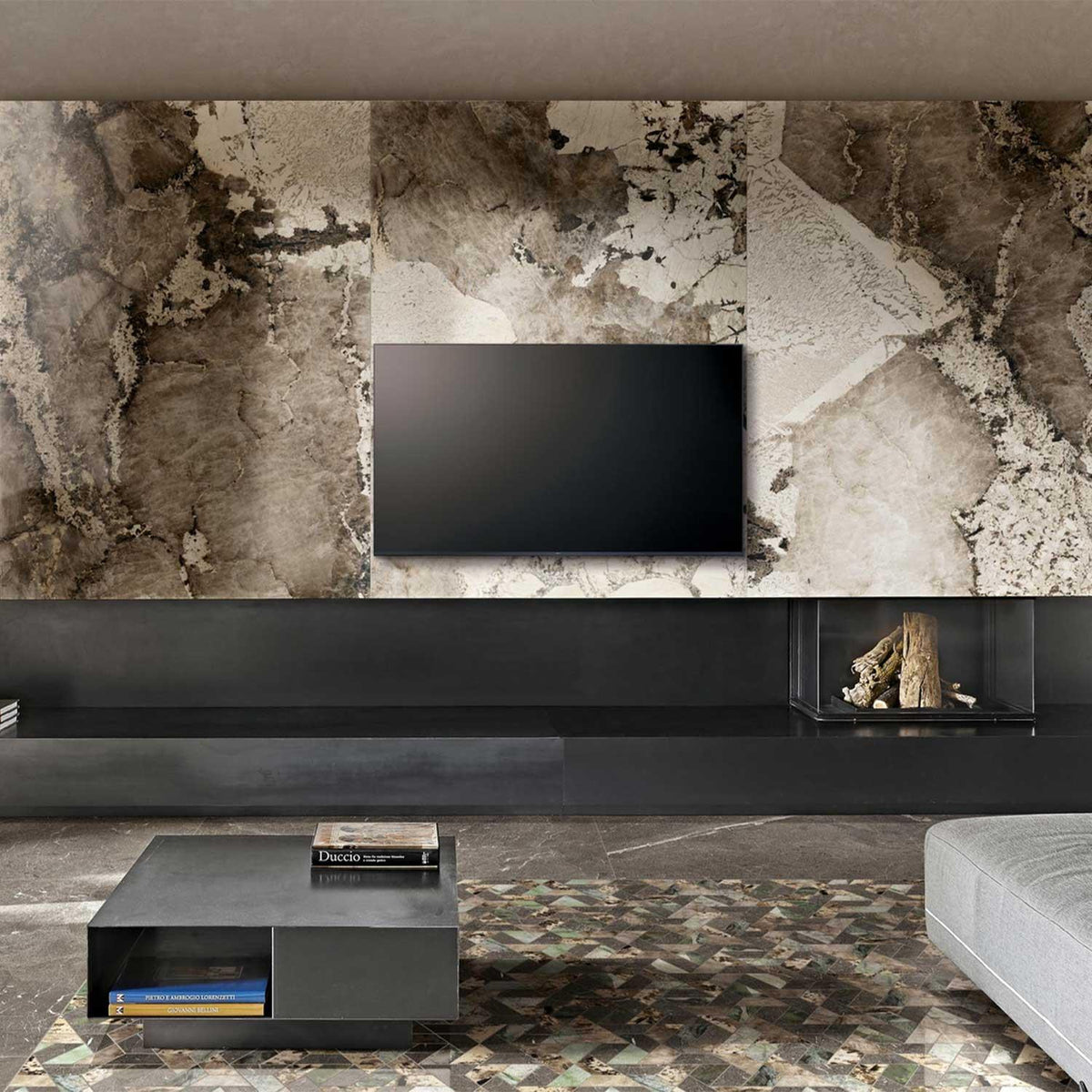 Large Polished Porcelain Slab Heritage Flame 1200x2400mm