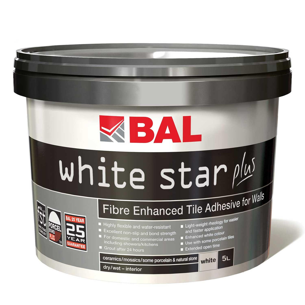 Bal White Star Plus Wall Tile Adhesive Ready-Mixed 5L