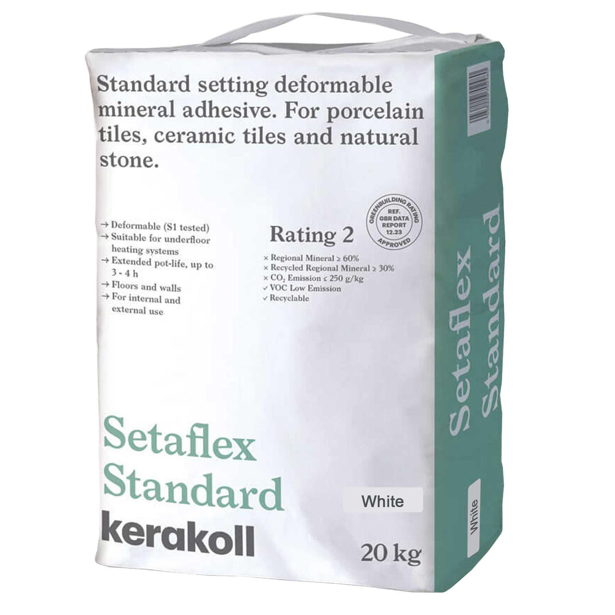 Kerakoll Setaflex Standard Tile Adhesive White 20kg (48 Bags)