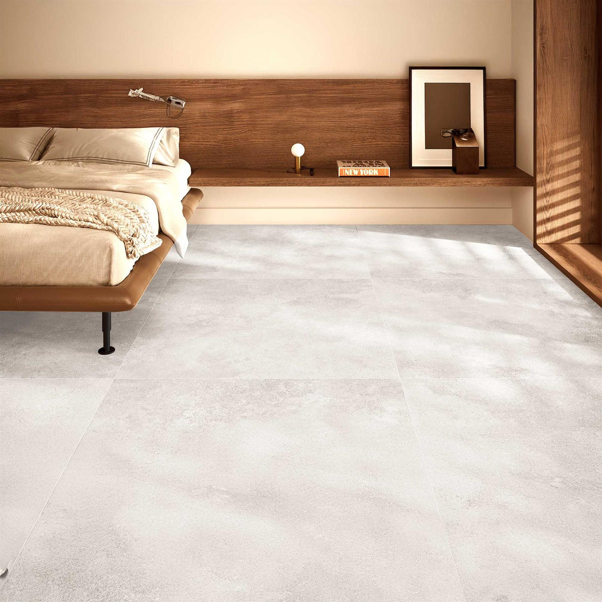 Light Beige Concrete Effect Large Porcelain Tile 1200x1200mm (1024L)