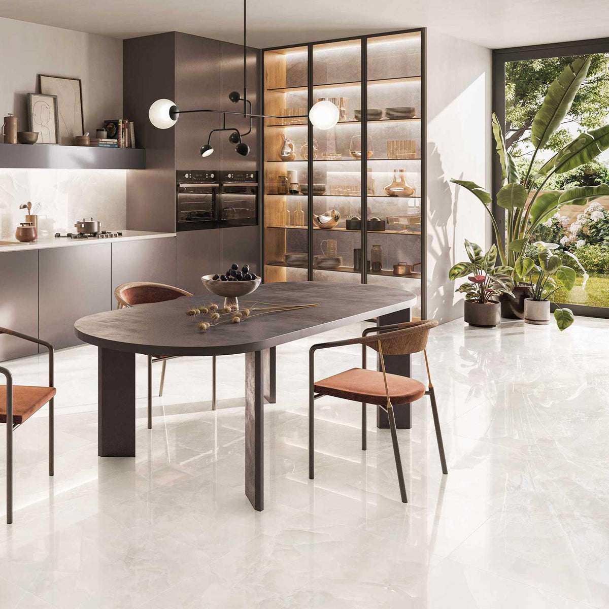 Marble Effect Ivory Onyx Porcelain Tile (Matt) 600x1200mm (1004)