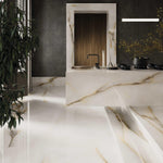 Marble Effect Pearl White Polished Onyx Porcelain Tile 1200x600mm (1020PLP)