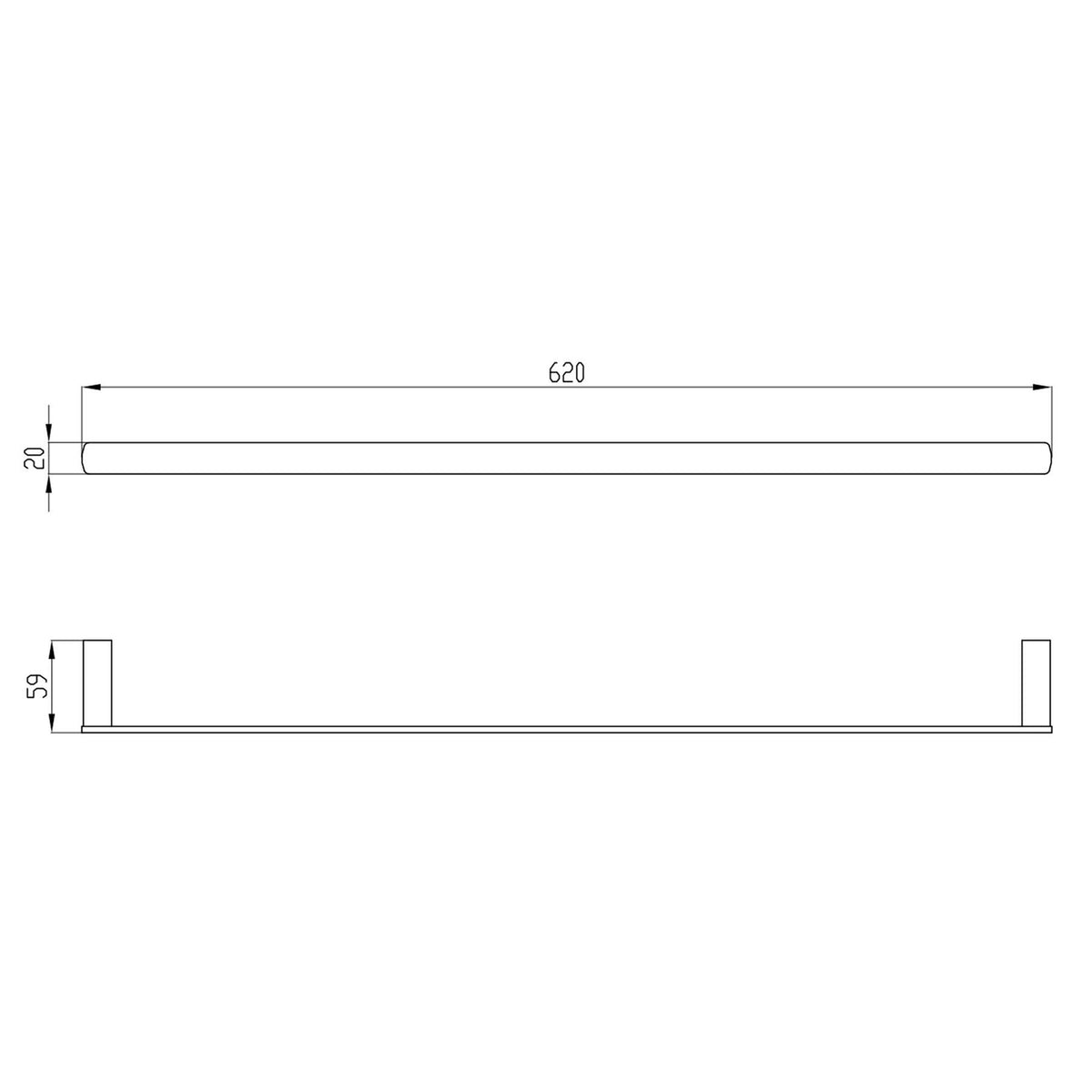 RAK Petit Square Towel Bar 60cm Wall Mounted (Select Finish)