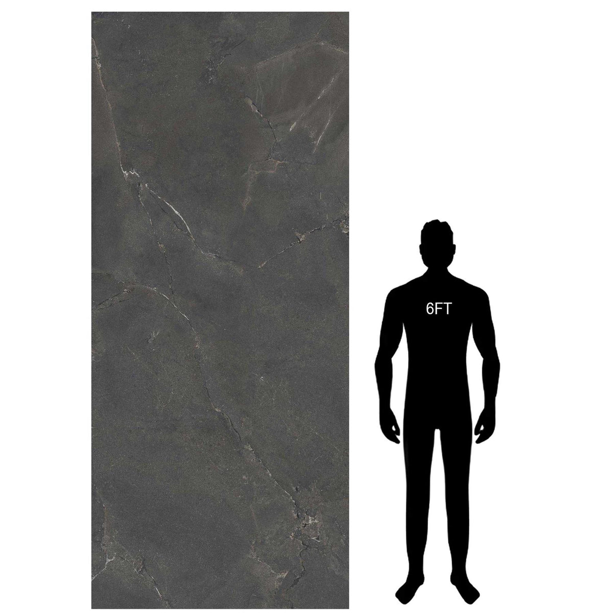 Black Large Porcelain Tile Slab Purestone Black 1200x2780mm (2035N)