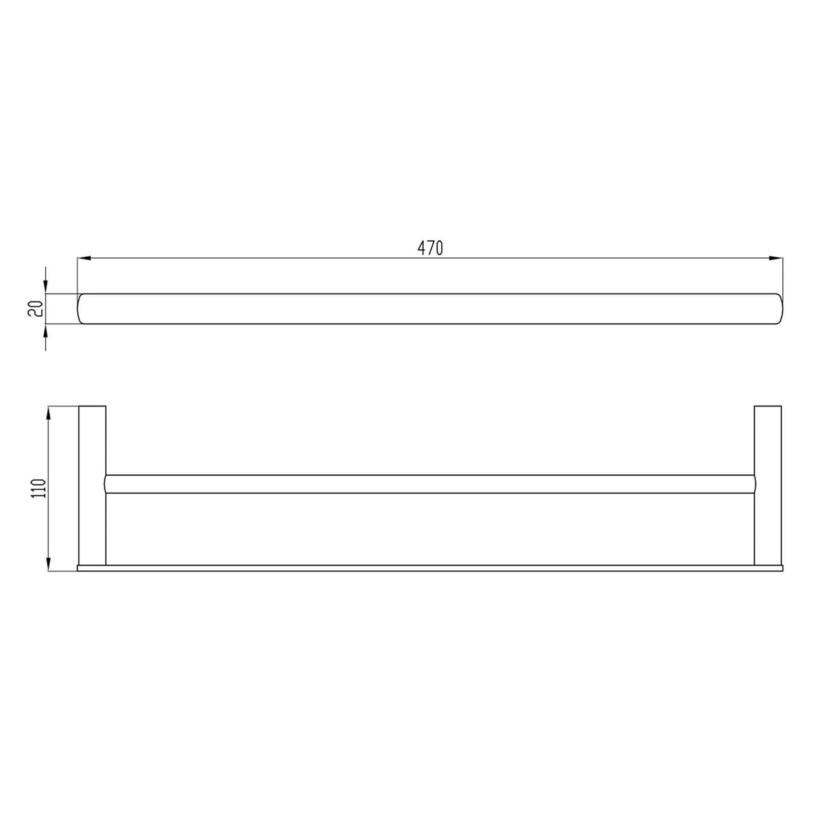 RAK Petit Double Towel Bar 45cm Wall Mounted (Select Finish)