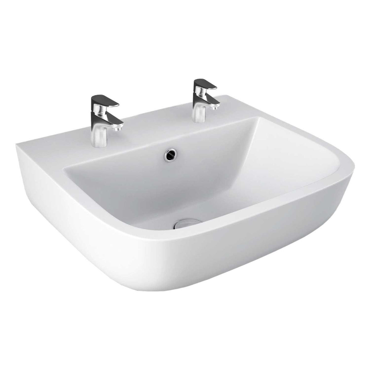 RAK Series 600 Wash Basin 40cm Wall Mount White (1 & 2 Tap Hole)