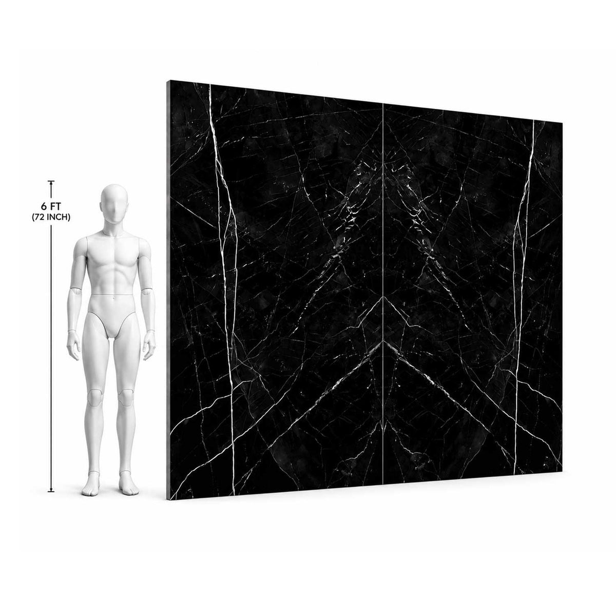 Polished Bookmatch Slab Calacatta Black Porcelain 3200×1620mm
