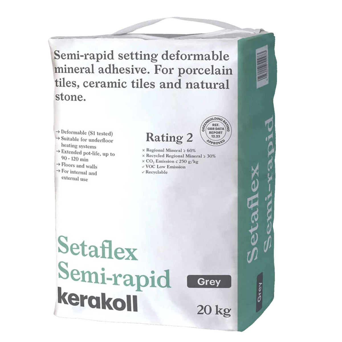 Kerakoll Setaflex Semi-Rapid Tile Adhesive Grey 20kg (48 Bags)