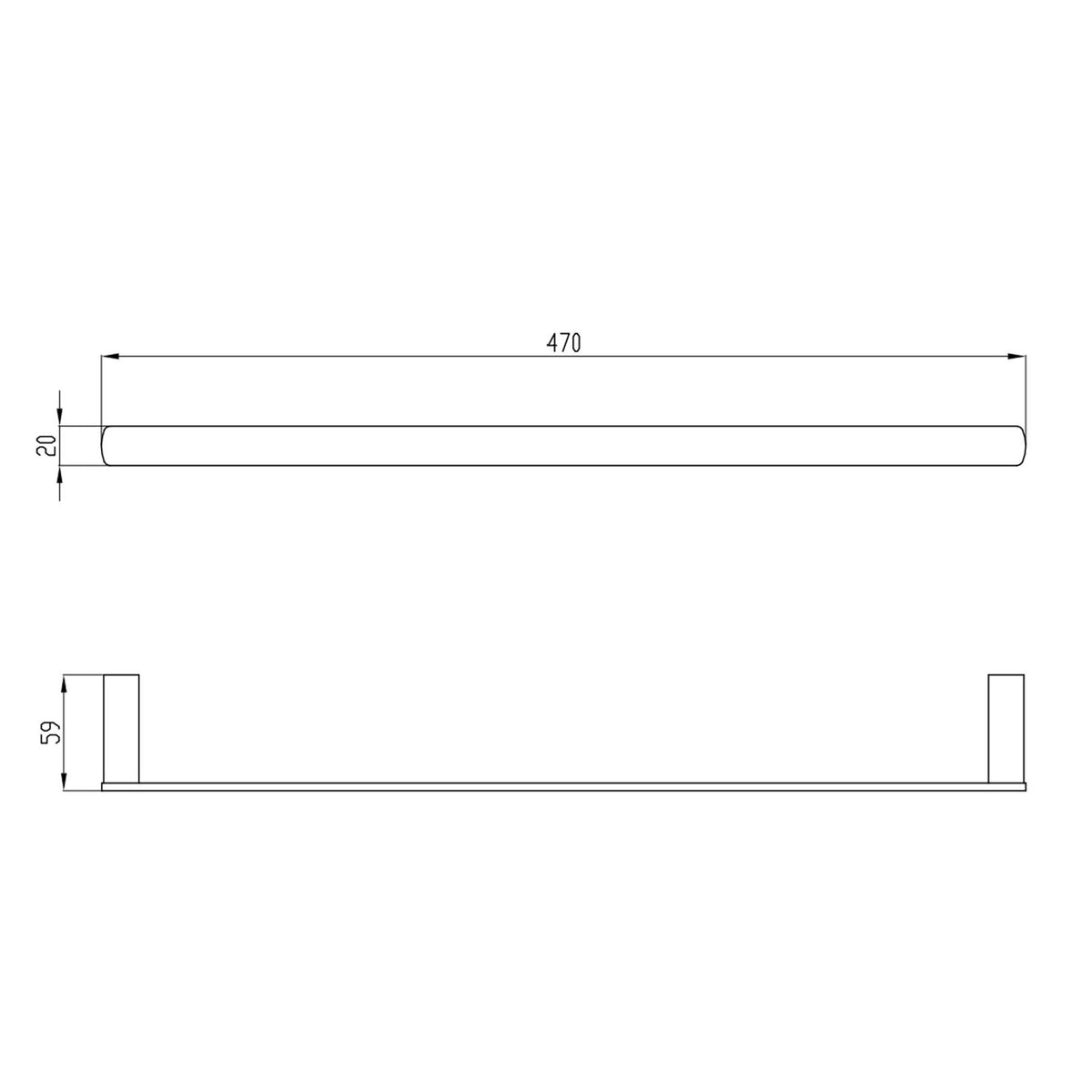 RAK Petit Square Towel Bar 45cm Wall Mounted (Select Finish)