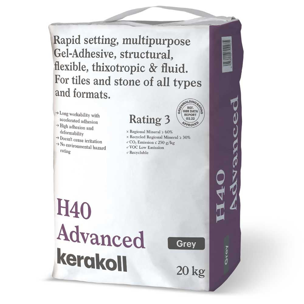Kerakoll H40 Advanced Grey Rapid Setting Tile Adhesive 20kg (48 Bags)