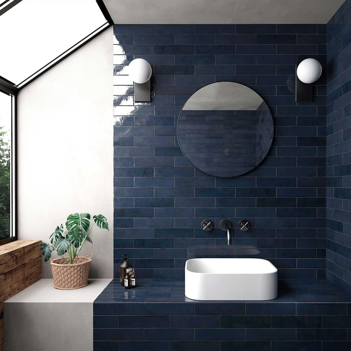 1032 Subway Brick Dark Blue 60x246mm Gloss Porcelain Wall Tile (Sold by box)