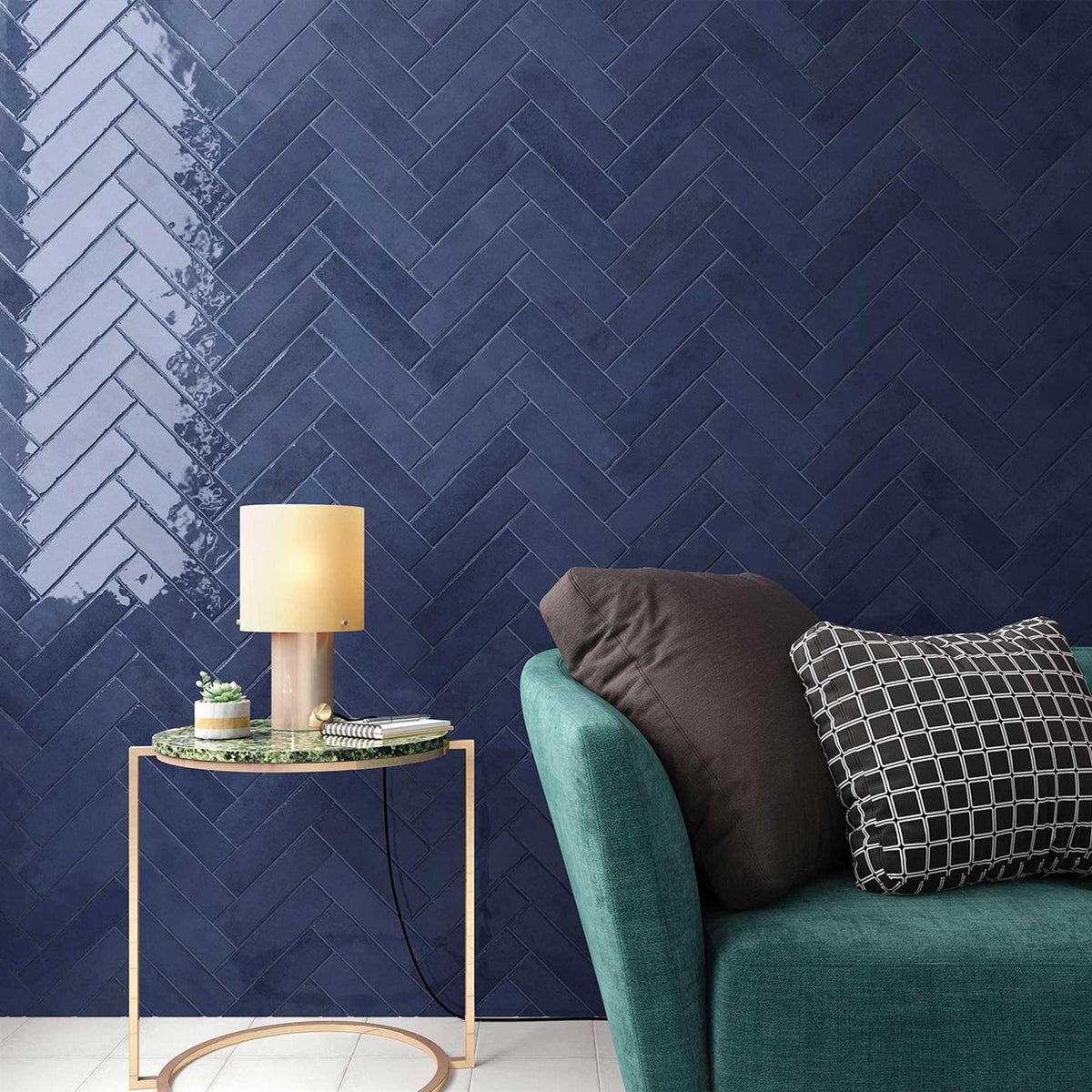 1032 Subway Brick Dark Blue 60x246mm Gloss Porcelain Wall Tile (Sold by box)