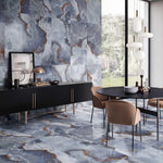 Marble Effect Blue Onyx Porcelain Tile Polished 600x1200mm (1003)