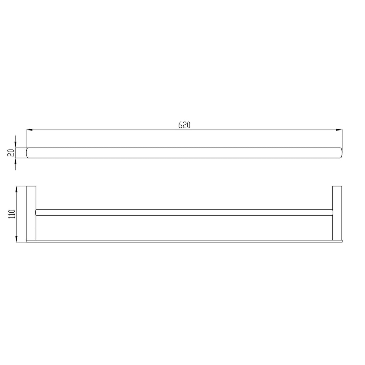 RAK Petit Square Double Towel Bar 60cm