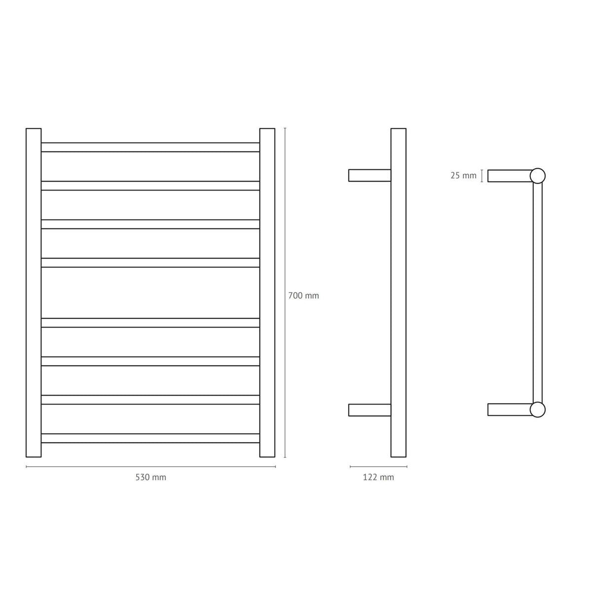 ThermoSphere Heated Towel Rail Polished Stainless Steel 700 x 530mm