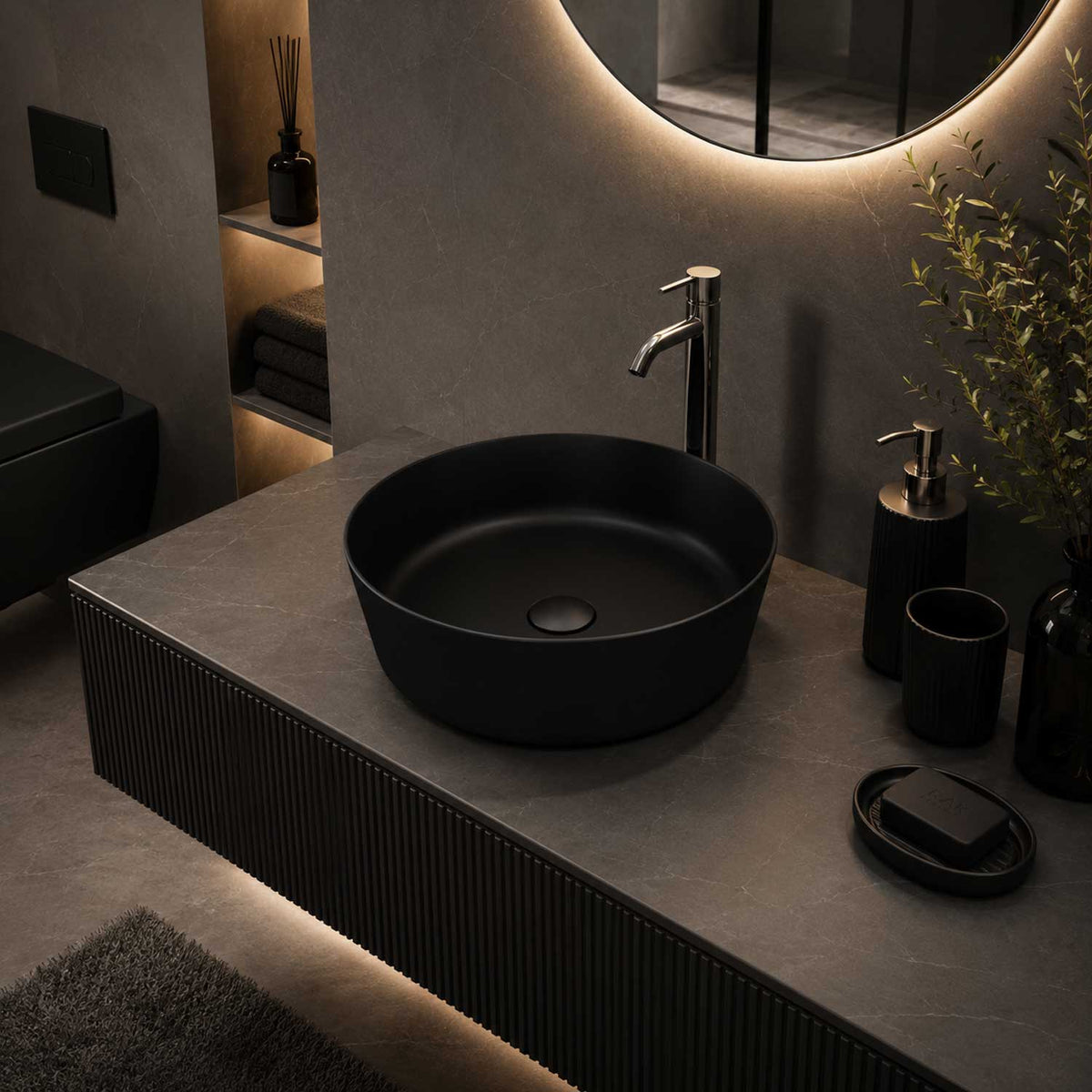 RAK-FEELING Counter Top Wash Basin Matt Black 504
