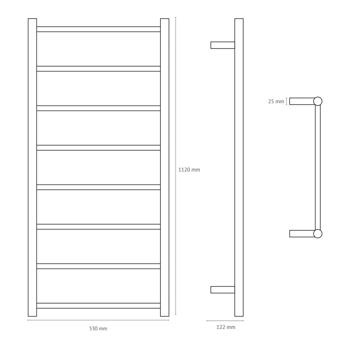 ThermoSphere Heated Towel Rail Polished Stainless Steel 1120 x 530mm