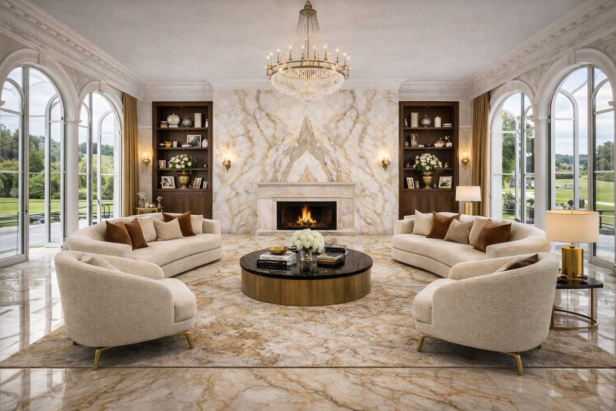 Calacatta Book Matched Tiles Marble Effect Polished Wall 600x1200mm (Pair) 1018