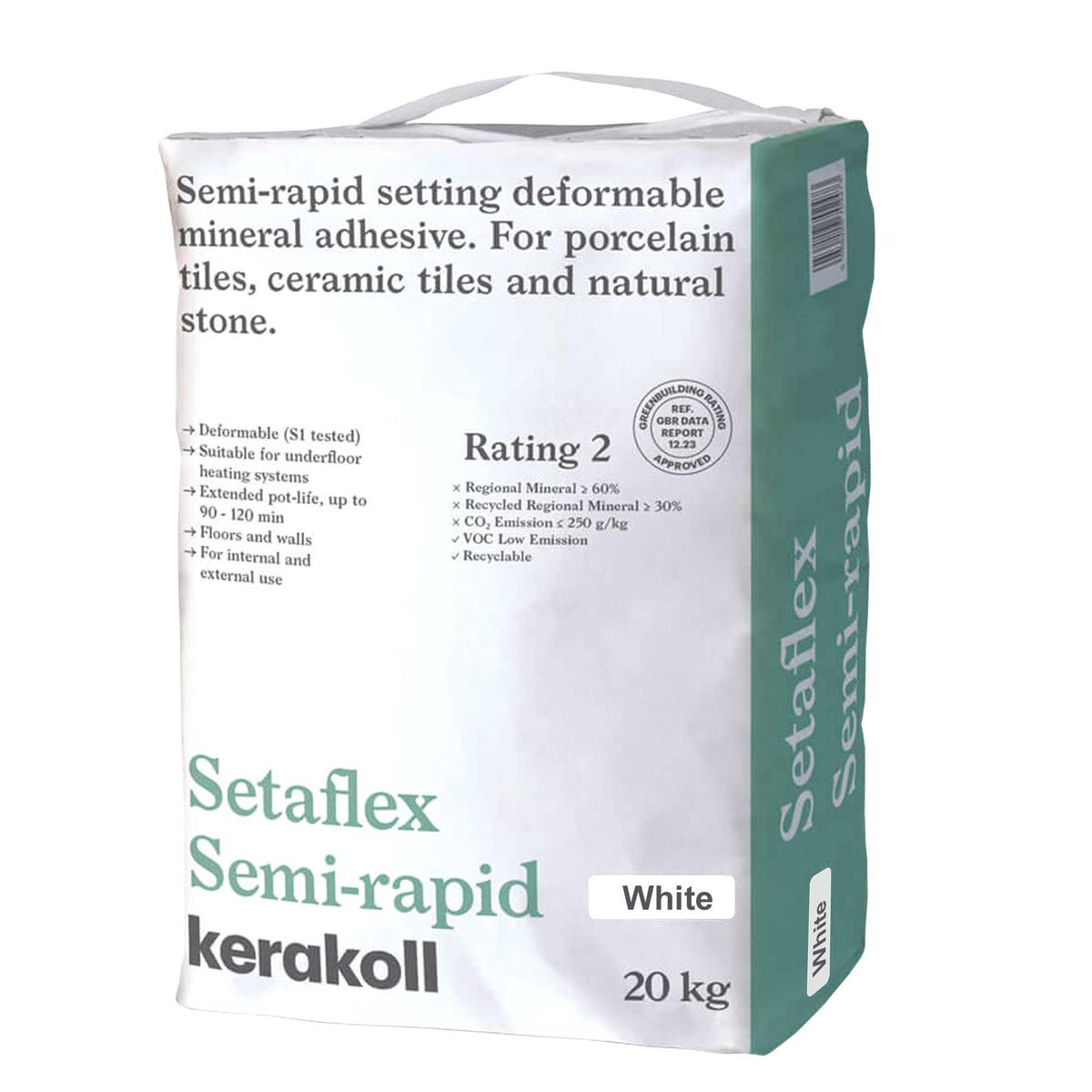Kerakoll Setaflex Semi-Rapid Tile Adhesive White 20kg (48 Bags)