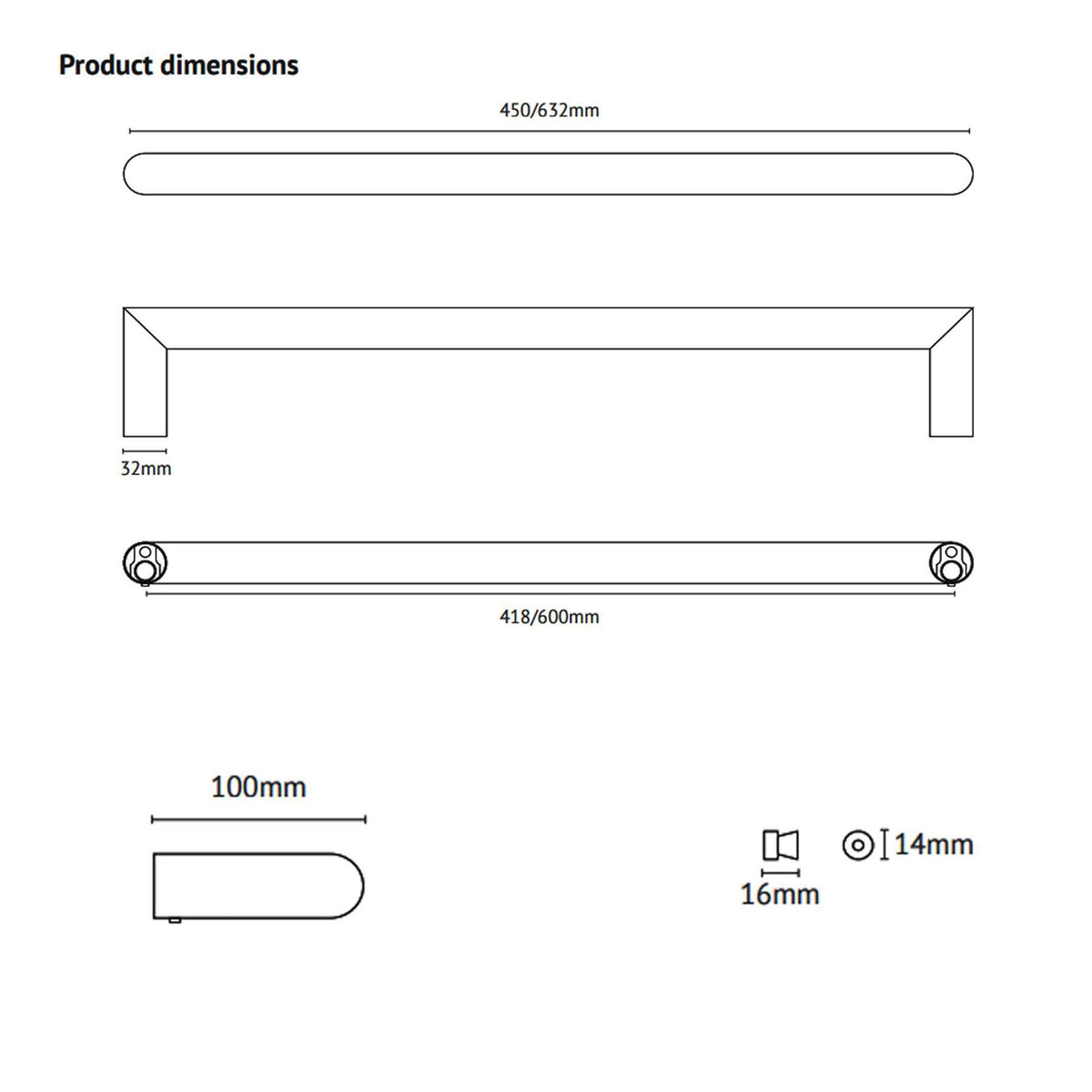 ThermoSphere Double Round Electric Towel Bar Wall Mounted Stainless Steel