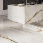 Marble Effect Pearl White Polished Onyx Porcelain Tile 1200x600mm (1020PLP)