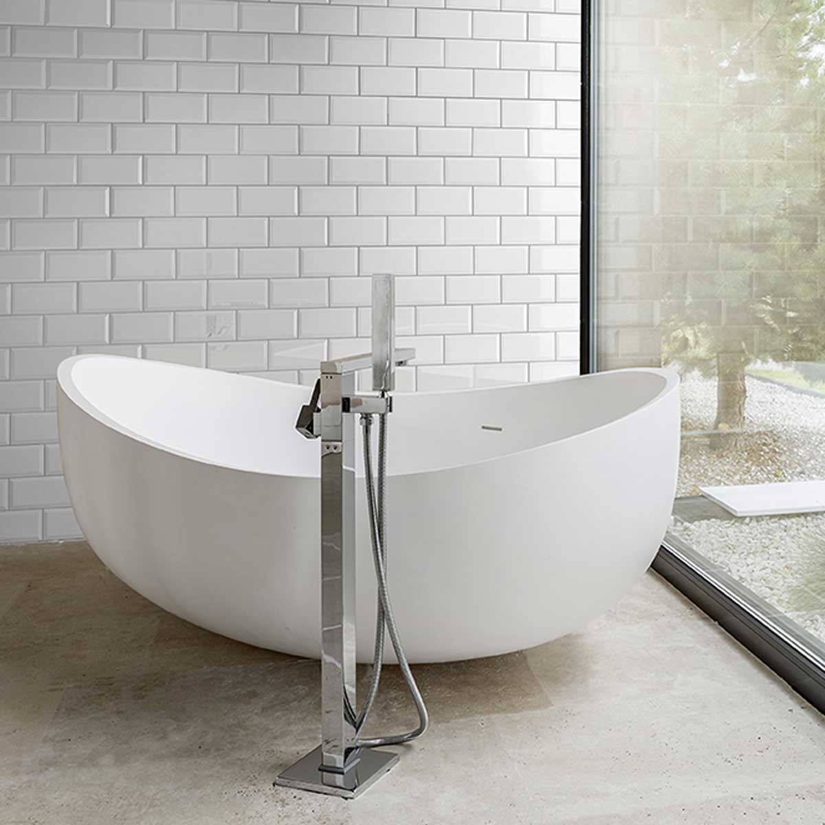 100×200 mm White Gloss Bevelled Metro Ceramic Wall Tile – Subway Style (1029)