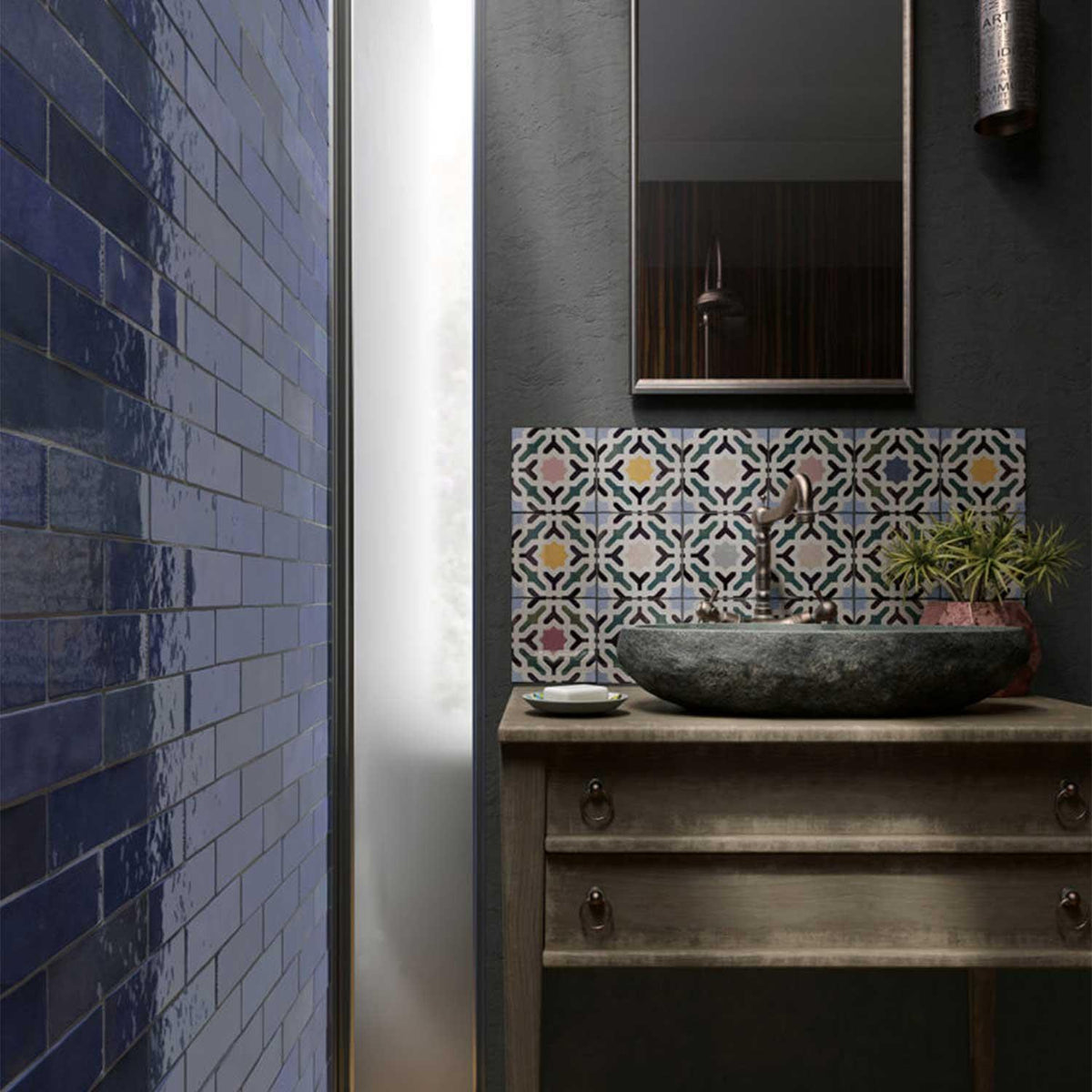 Blue Ceramic Wall Tile Gloss Subway Tiles 65x200mm (1008)