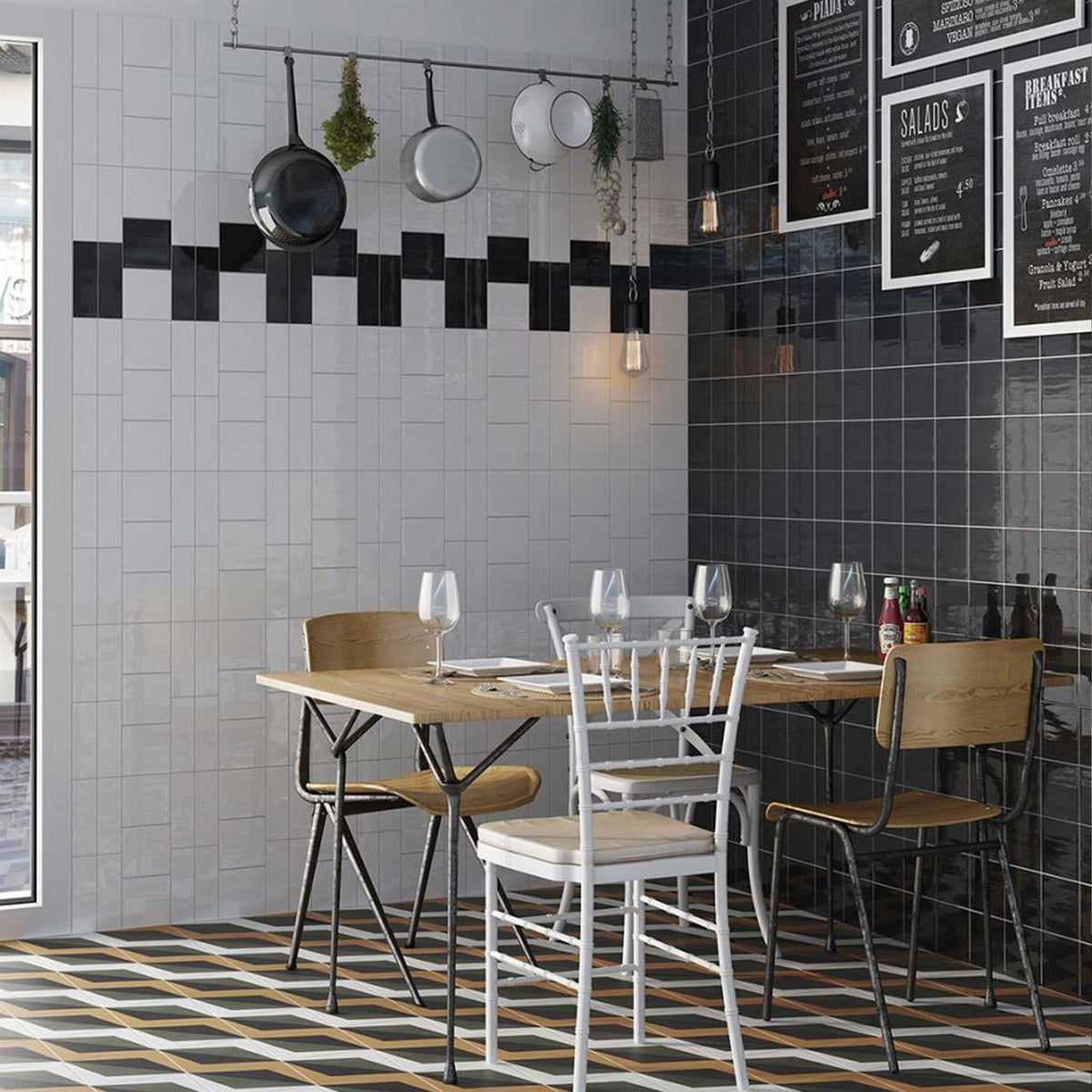 Subway Tile White Gloss Ceramic Wall Tile 65x200mm (1012)
