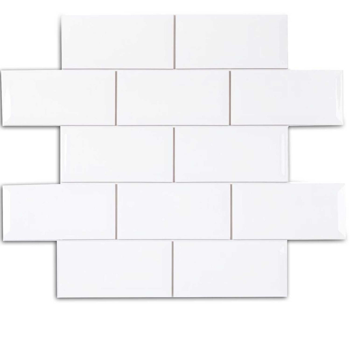 100×200 mm White Gloss Bevelled Metro Ceramic Wall Tile – Subway Style (1029)