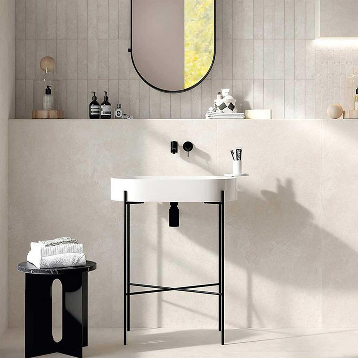 White Wall Floor Porcelain Tile Concrete Effect 600x600x9mm (1016)