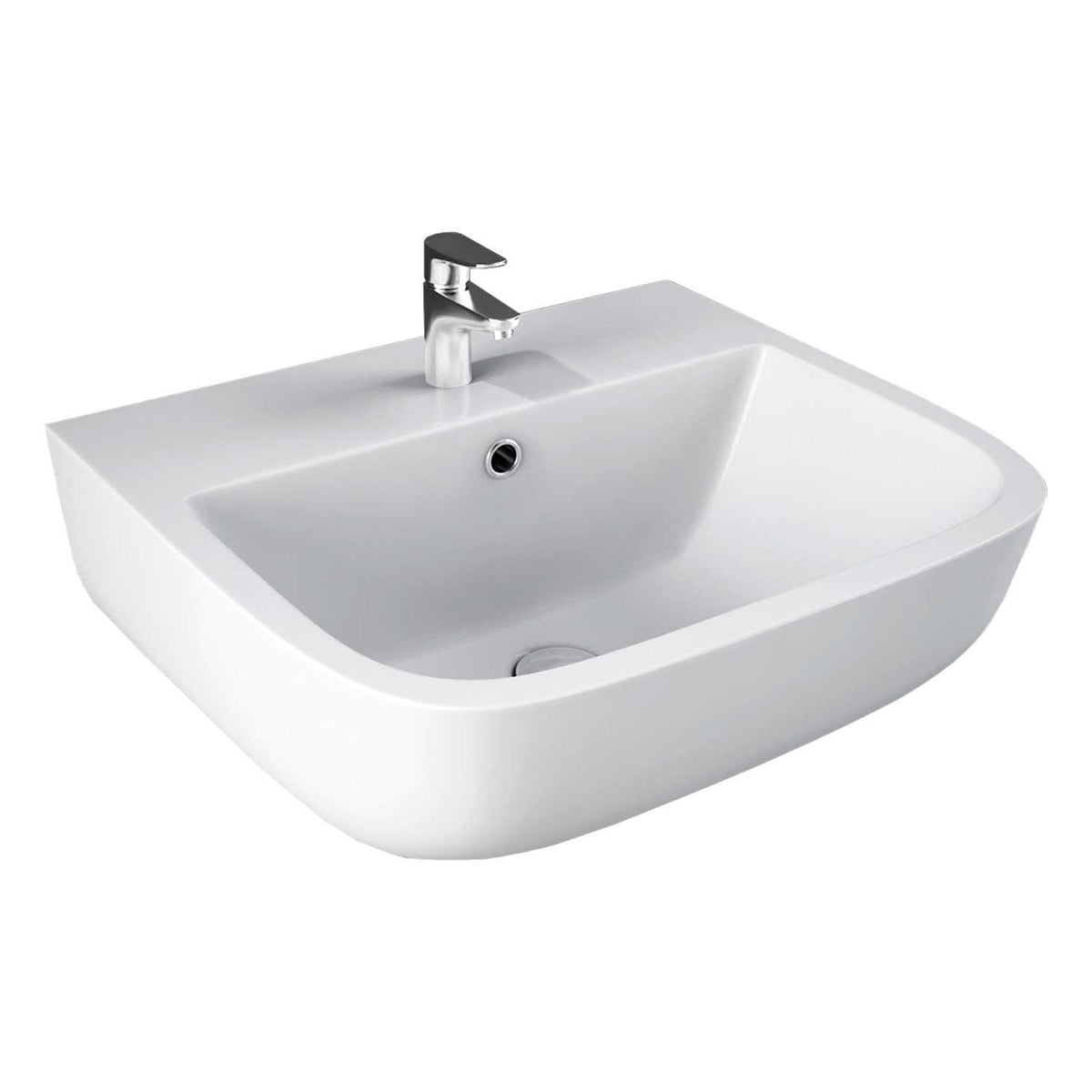 RAK Series 600 Wash Basin 40cm Wall Mount White (1 & 2 Tap Hole)