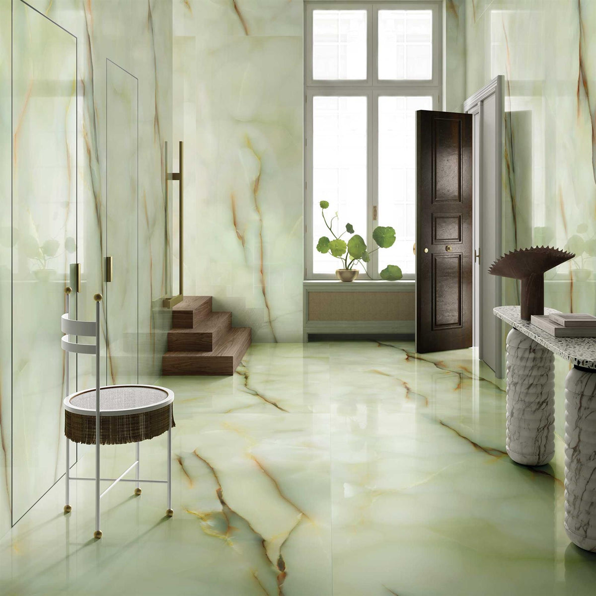 Marble Effect Jade Matt Onyx Porcelain Tile 1200x600mm (1020G)