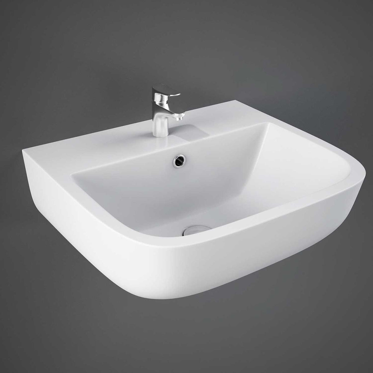 RAK Series 600 Wash Basin 40cm Wall Mount White (1 & 2 Tap Hole)