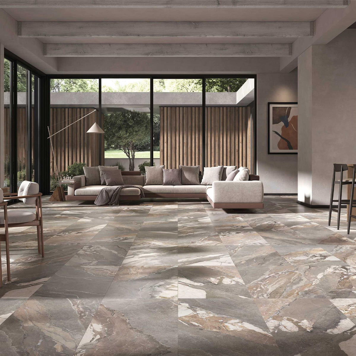 Grey Marble Effect Large Format Porcelain Tiles 600x1200mm (1019G)