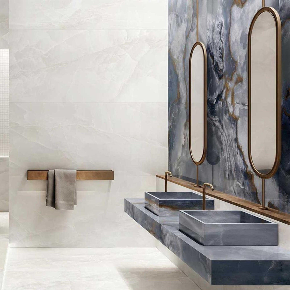 Blue Marble Effect Large Format Onyx Porcelain Tiles (Polished)600x1200mm (1005)