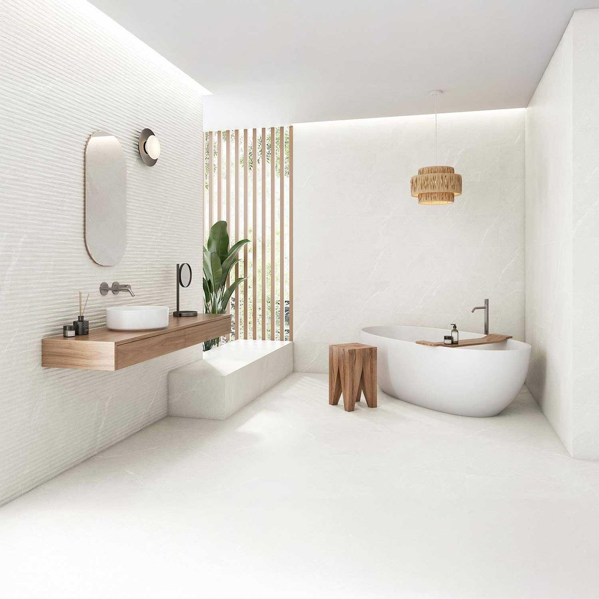 Stone Effect Decor White Porcelain Tiles 295x595mm (1014)