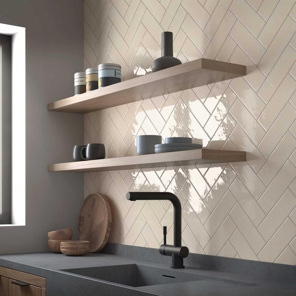 Subway Tile Ivory Gloss Ceramic Wall Tile 65x200mm (1012)