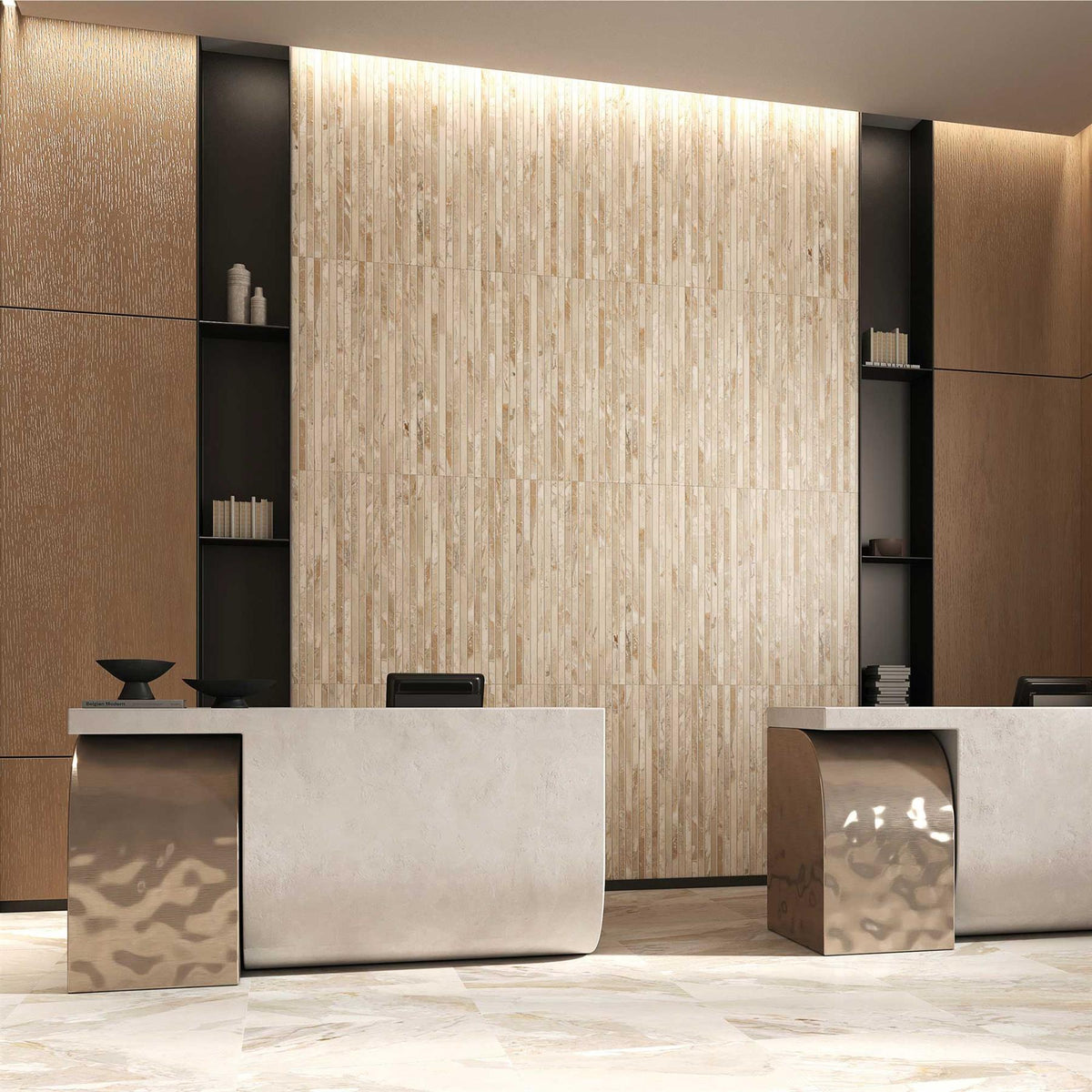 Almond Decor Marble Effect Large Format Porcelain Tiles 600x1200mm (1019DA)