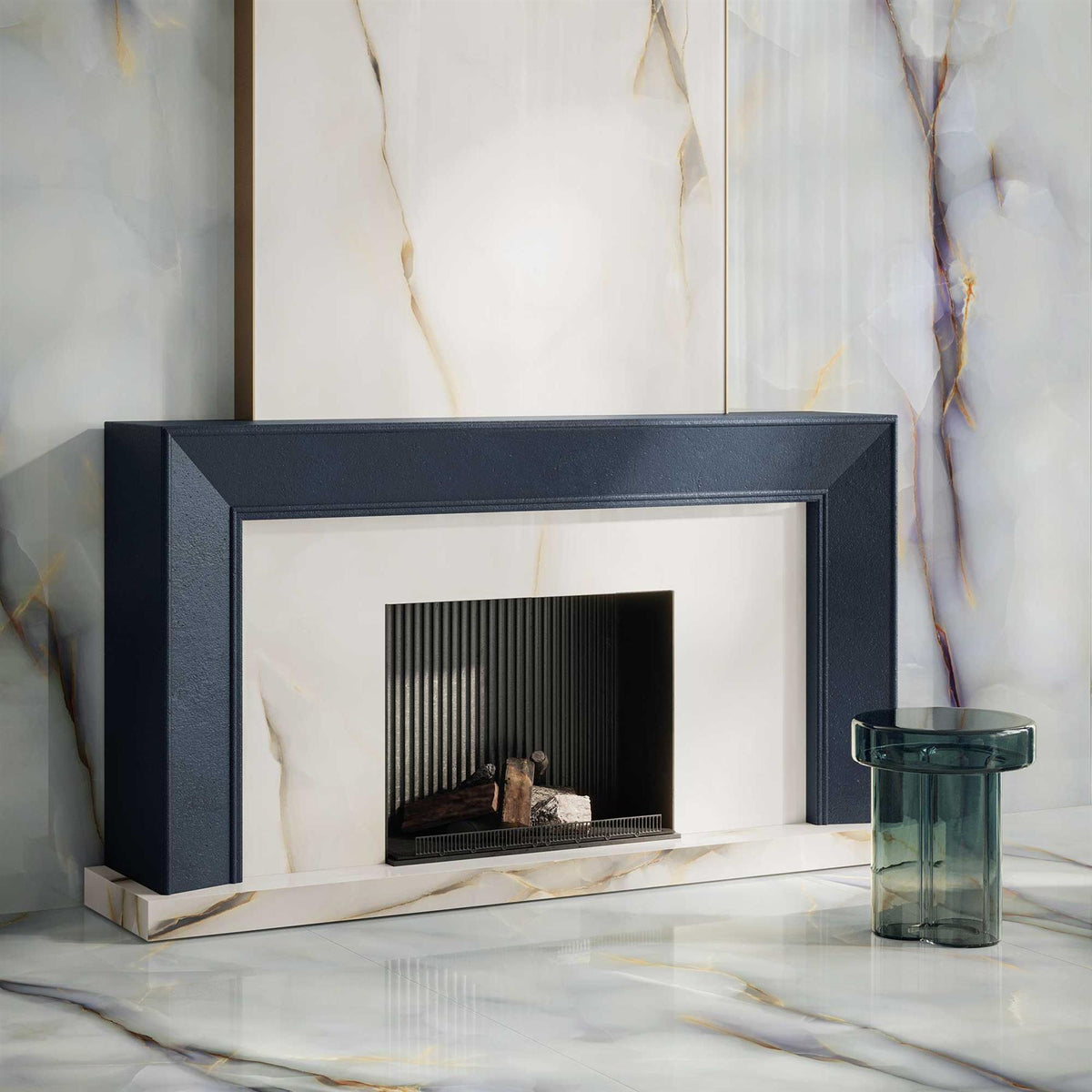 Marble Effect Pearl Blue Matt Onyx Porcelain Tile 1200x600mm (1020B)