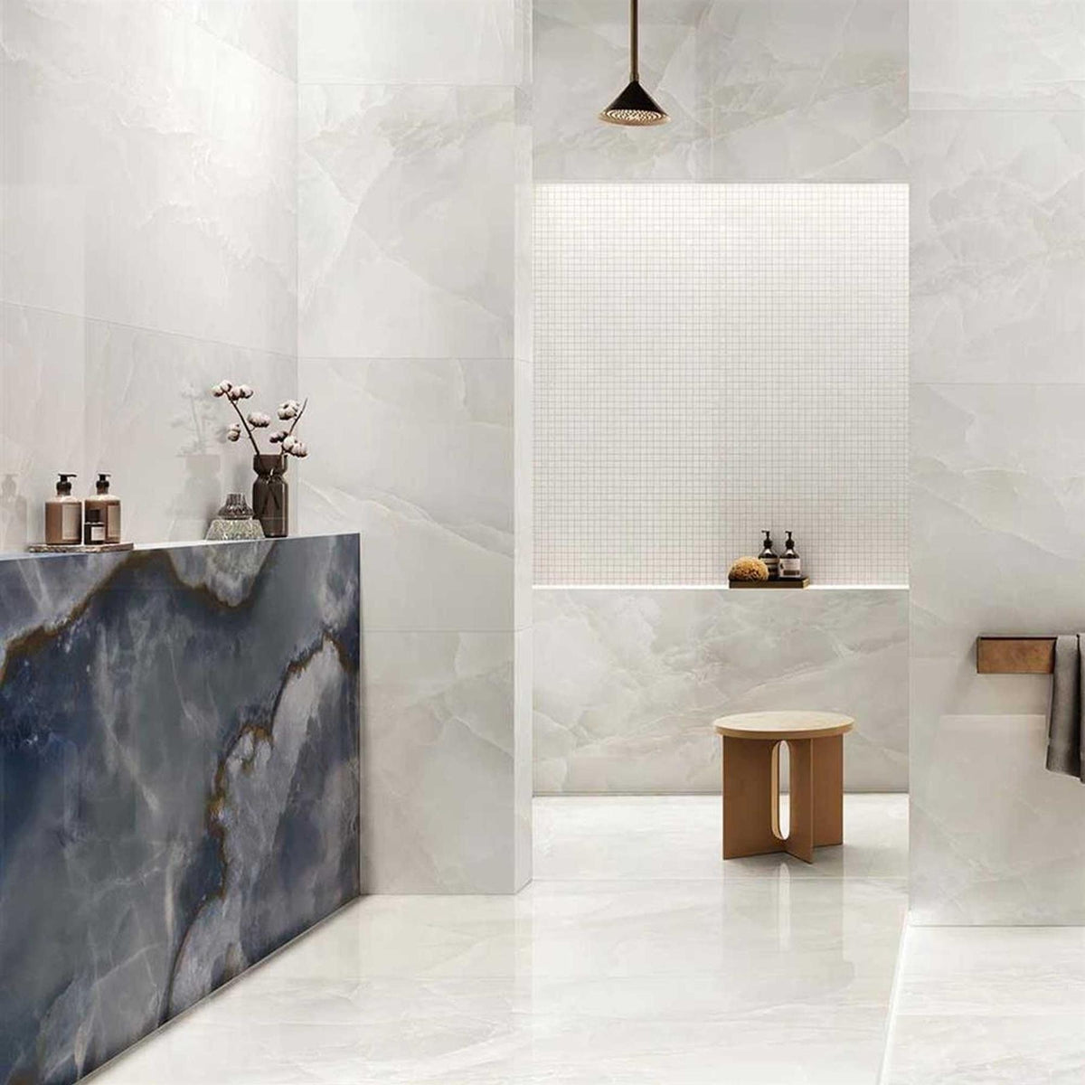 Ivory Marble Effect Large Format Onyx Porcelain Tiles (Polished)600x1200mm (1005)