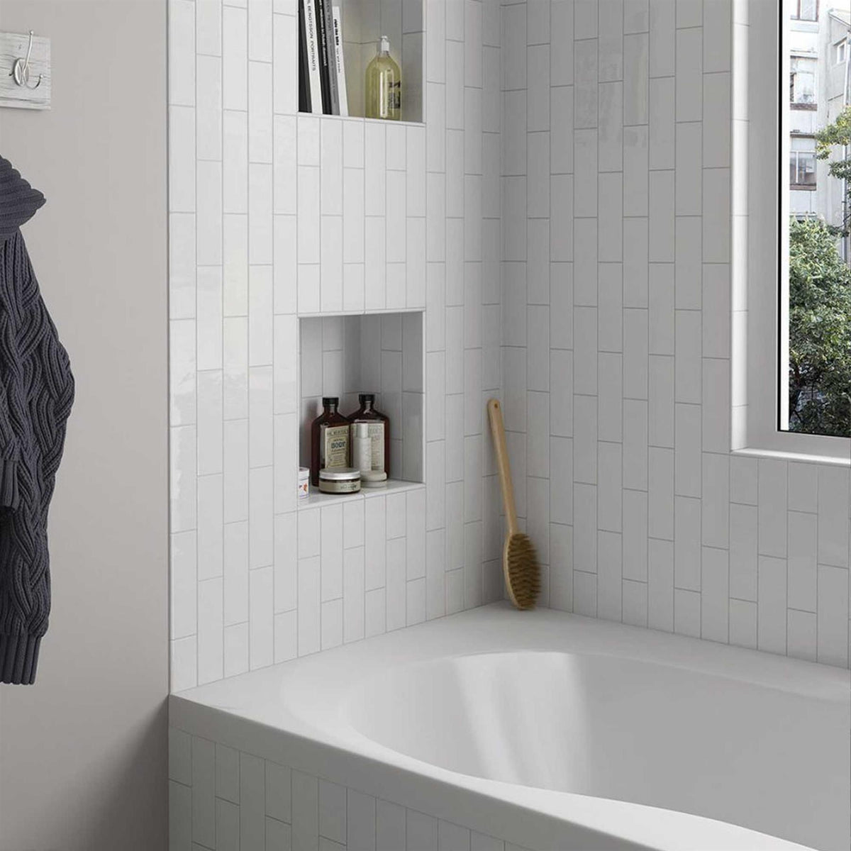 Subway Tile White Gloss Ceramic Wall Tile 65x200mm (1012)
