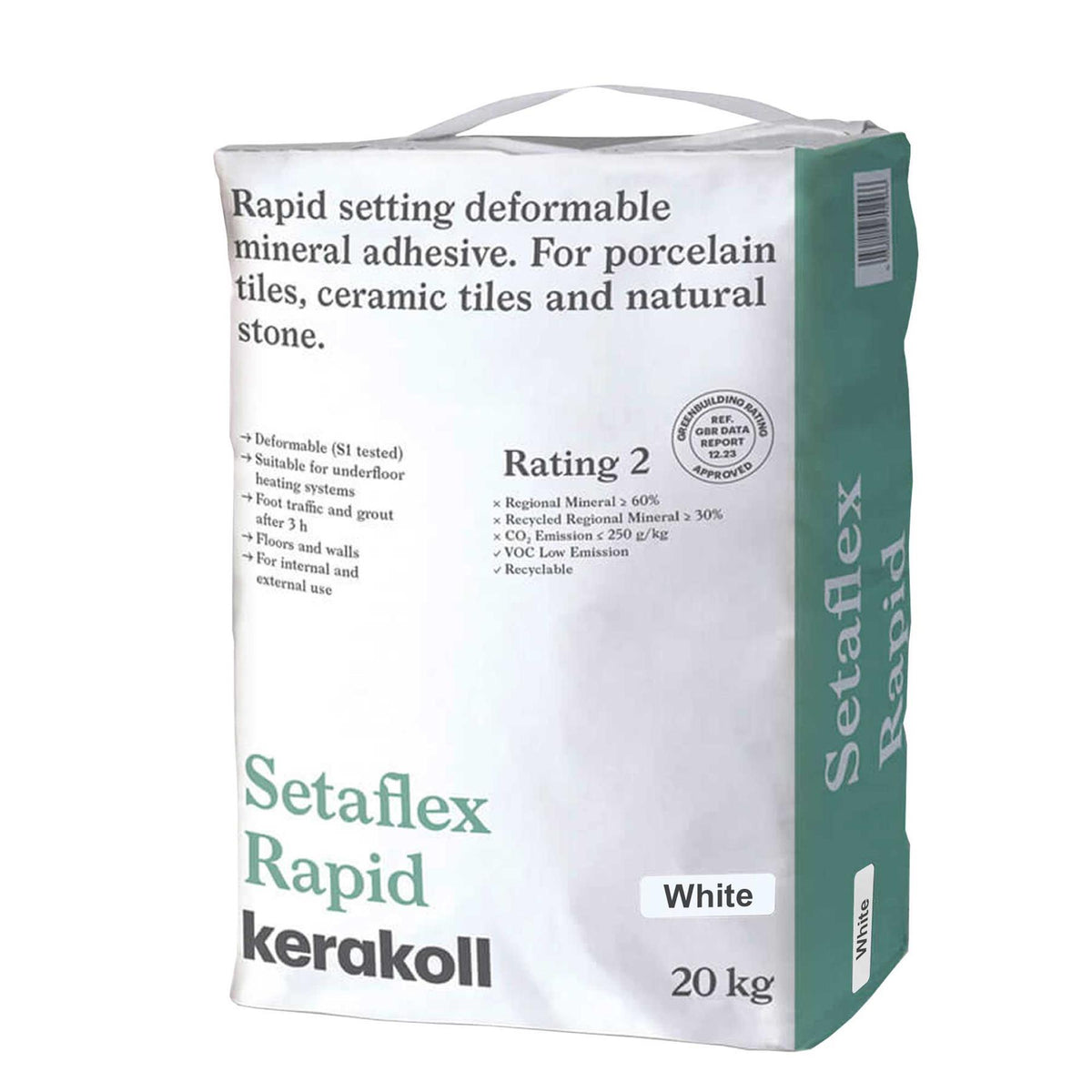 Kerakoll Setaflex Rapid Setting Tile Adhesive White 20kg (48 Bags)