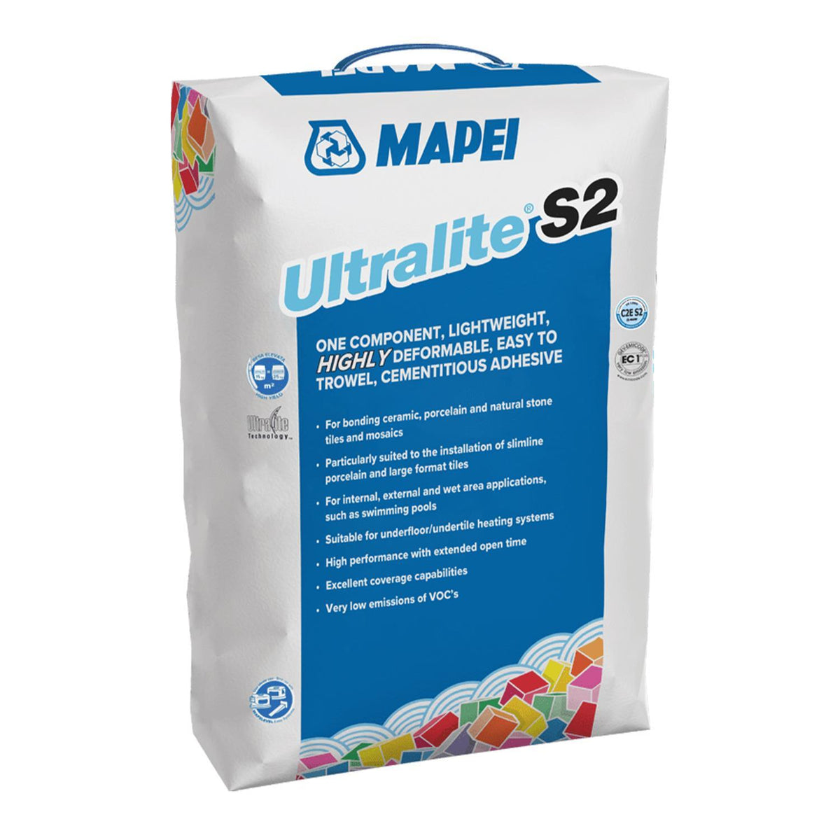 Mapei Ultralite S2 Tile Adhesive White 15kg (50 Bags)