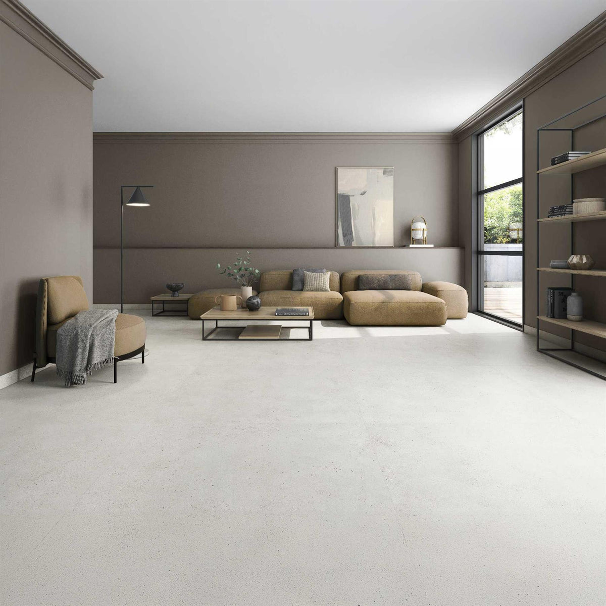 Concrete Effect Pearl Ceramic Wall Tile 300x900mm (1015)