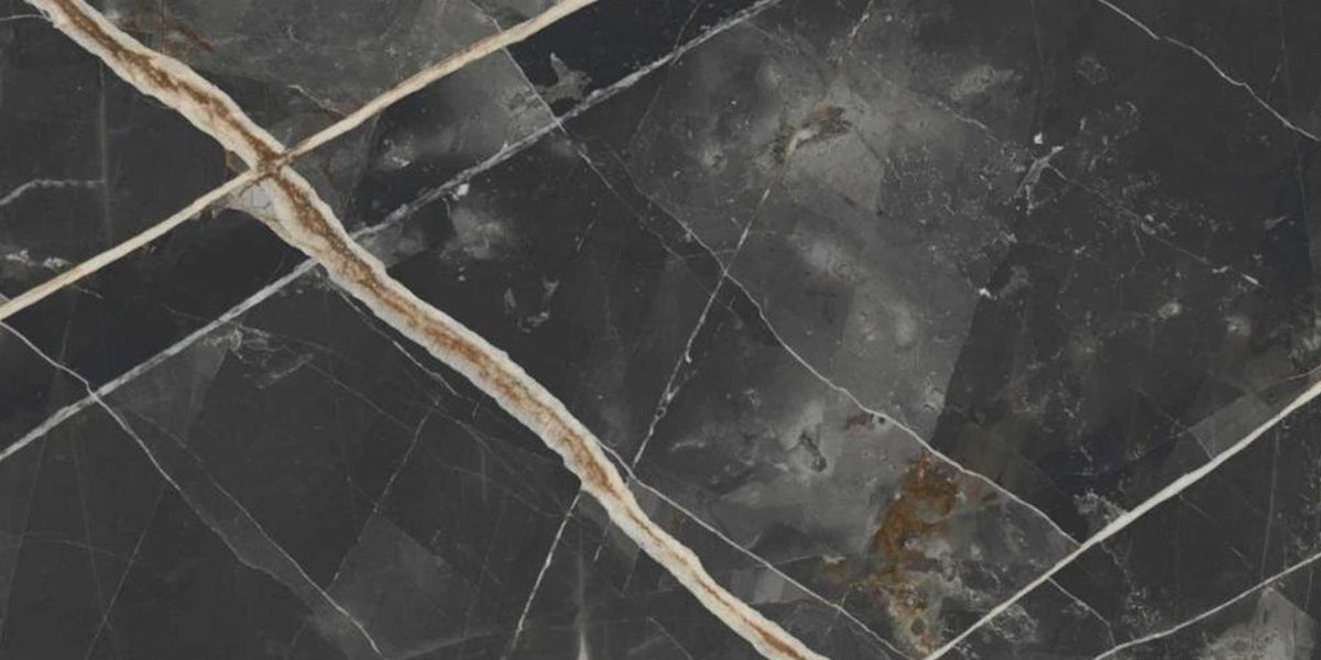 Calacatta Black Marble Effect Porcelain Tiles 600x1200x10mm (1017)