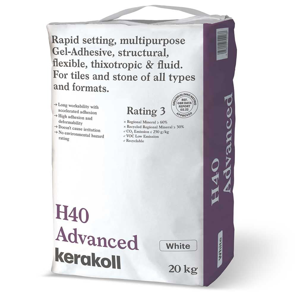Kerakoll H40 Advanced White Rapid Setting Tile Adhesive 20kg (48 Bags)