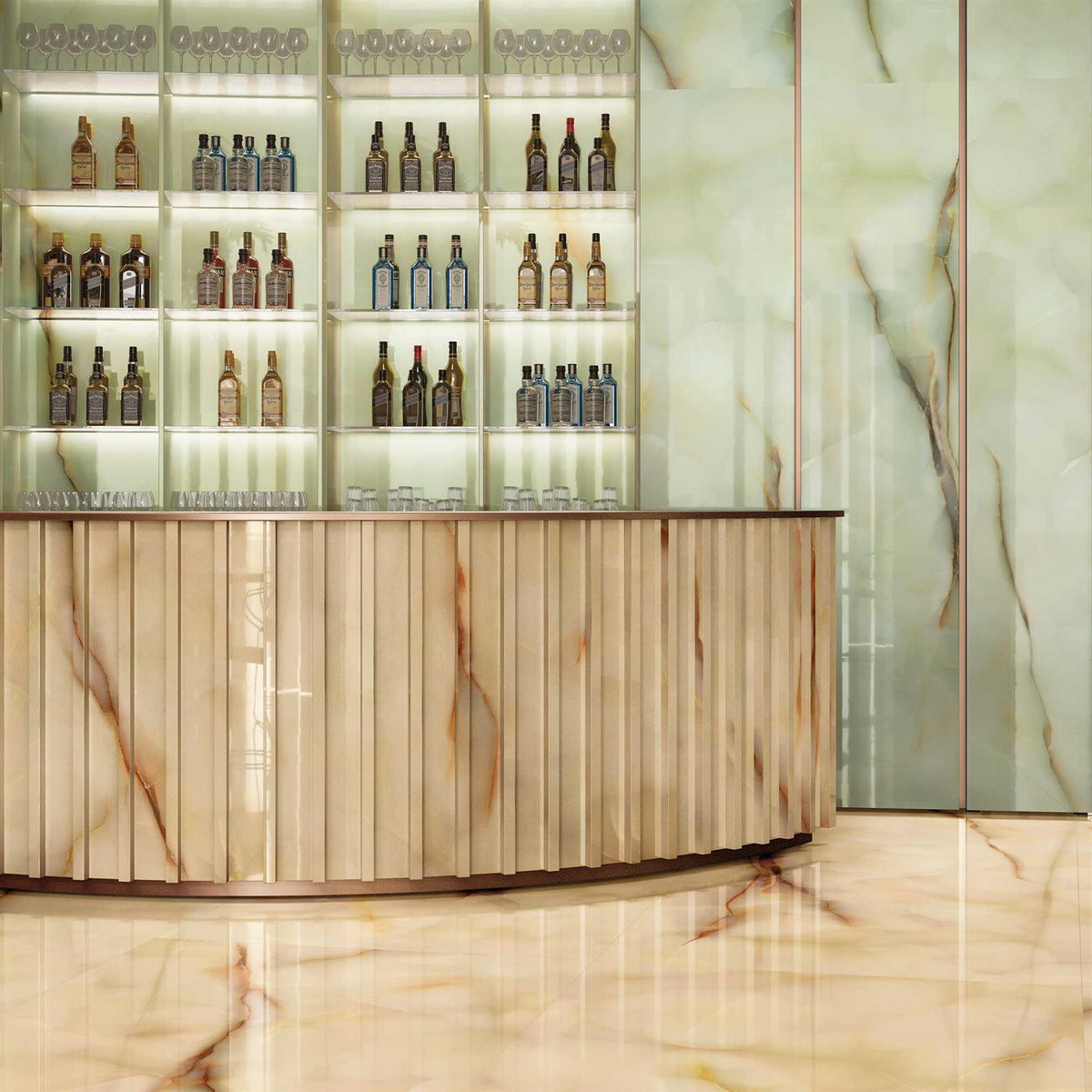 Marble Effect Jade Polished Onyx Porcelain Tile 1200x600mm (1020GP