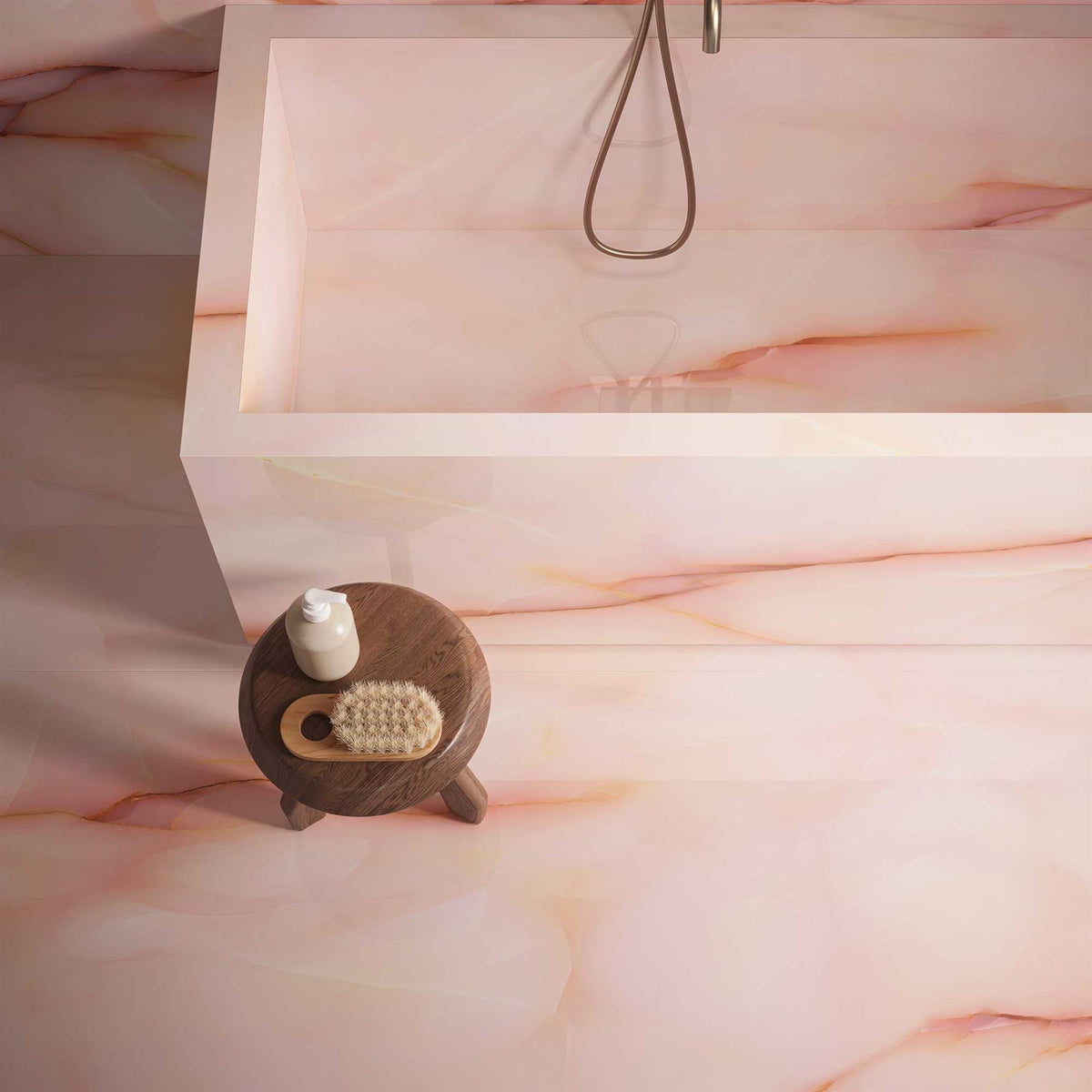 Marble Effect Pink Matt Onyx Porcelain Tile 1200x600mm (1020P)