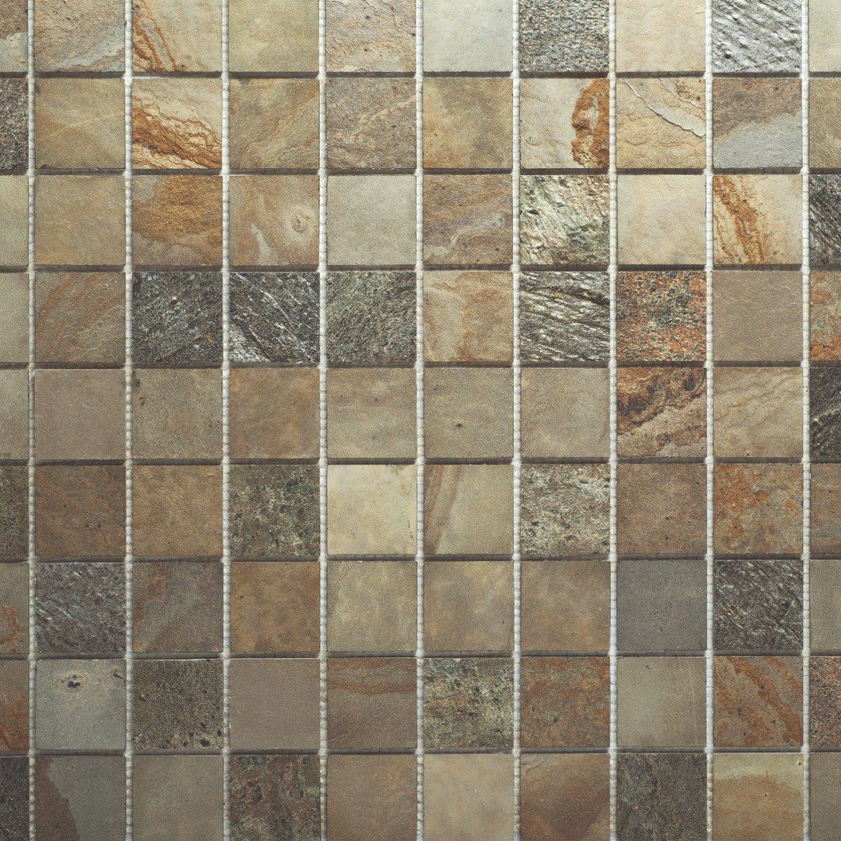 Beige-Copper Stone Mosaic Tile Bathroom Wet Room (50x50mm) 1000 x 500mm Roll 1006-951